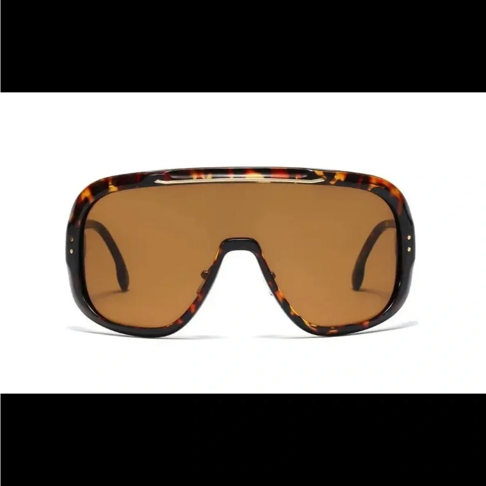 Unisex Shield Tort & Brown Sunglasses